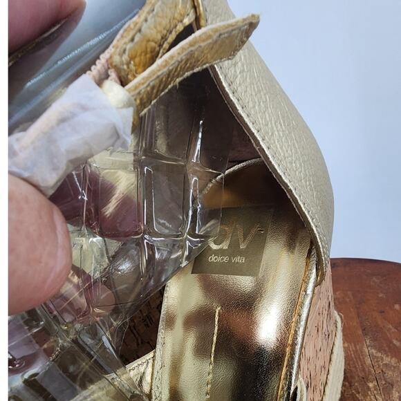 New NWOB DV Dolce Vita Gold Jute Platform Heels Size 10 - Picture 5 of 7